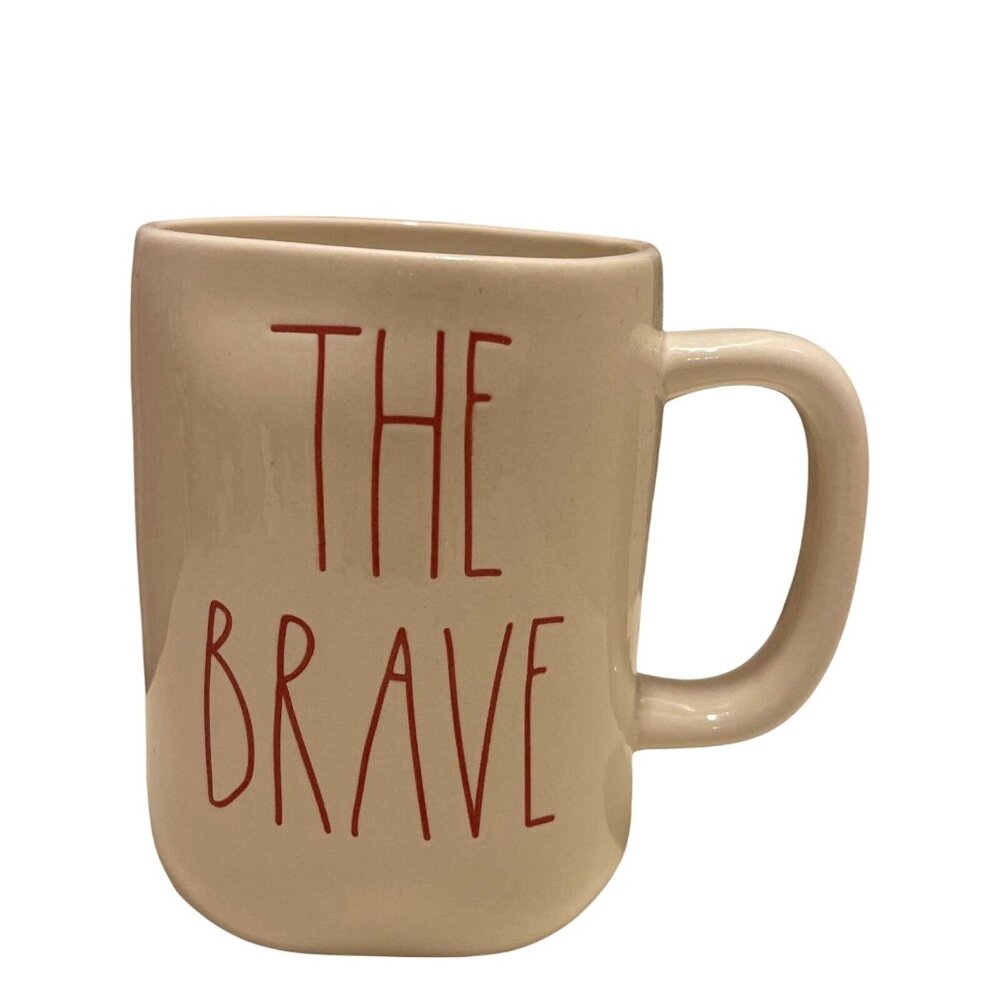 Rae Dunn Artisan Collection "The Brave" Patriotic Ceramic Coffee Mug 16 Oz Off-W